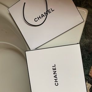 Chanel box and bag 8.5 x 8.75” x 4” deep.....